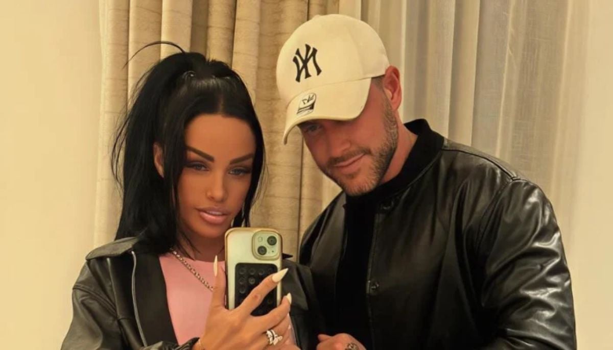 Katie Price shares kiss with son Harvey as husband Lee Andrews misses UK visit