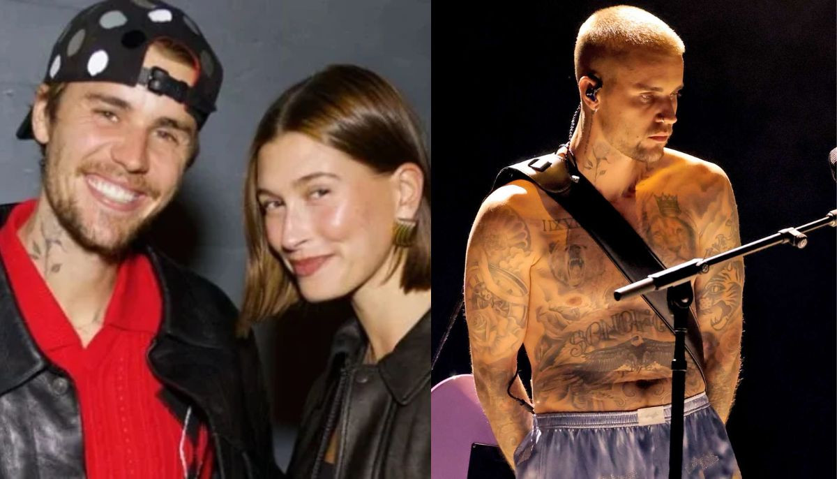 Hailey Bieber exclaims 'that's my baby' at Justin's shirtless 2026 Grammys performance