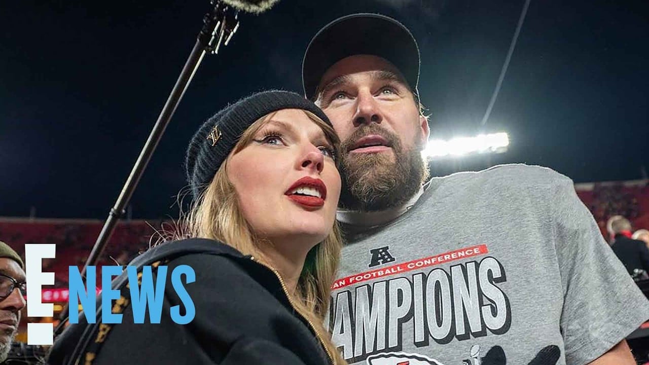 Travis Kelce shares a sweet moment with a Taylor Swift portrait at Arrowhead Stadium