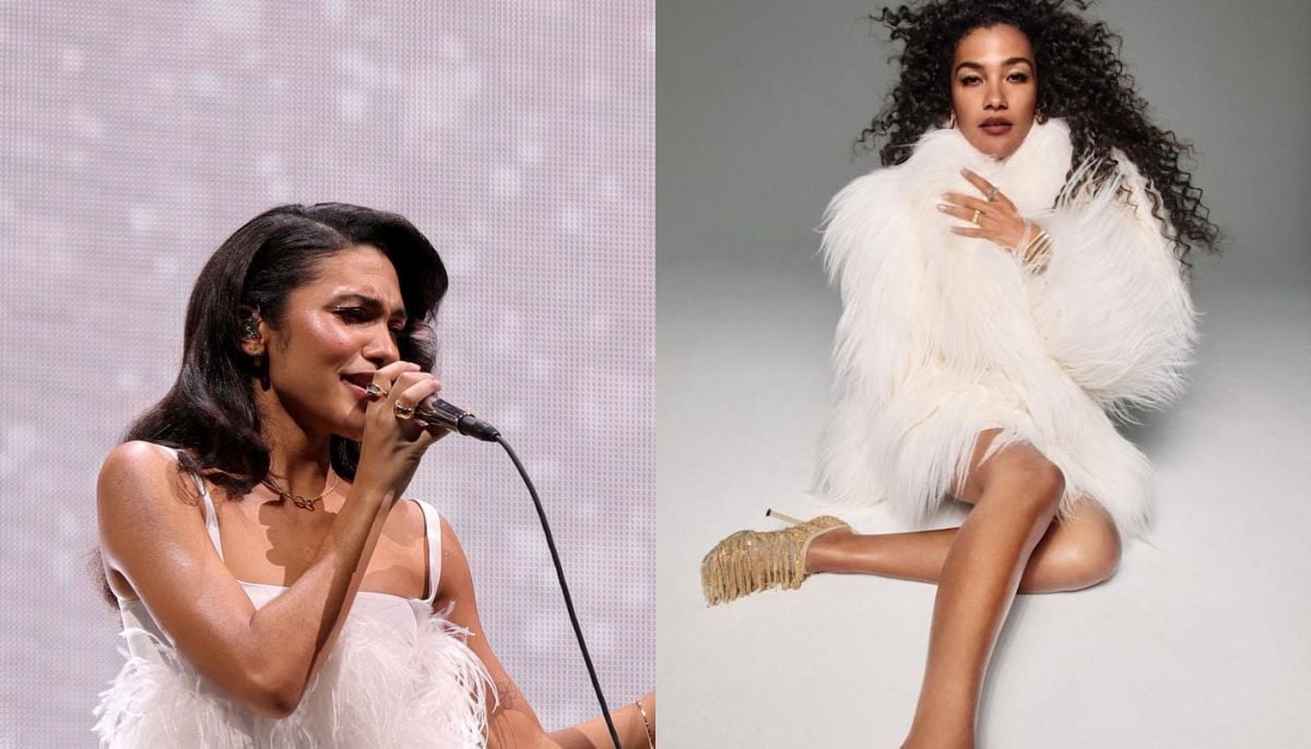 Olivia Dean flaunts long legs in fluffy white coat post awards success