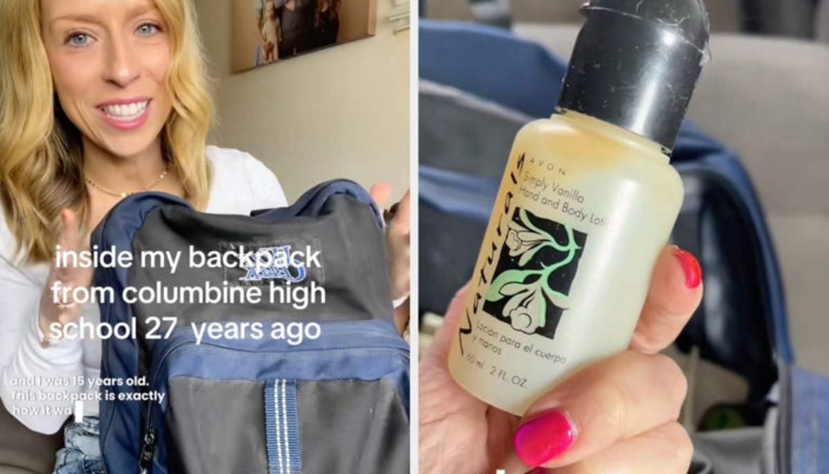 Cindy Maudsley reveals school backpack frozen in time since Columbine shooting