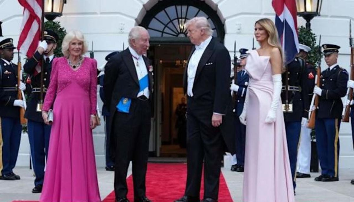 Melania Trump shines in pale pink Dior gown complementing Queen Camilla dazzling ensemble