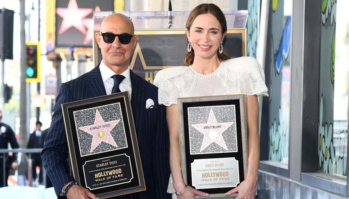 Emily Blunt and Stanley Tucci honoured on Hollywood Walk of Fame