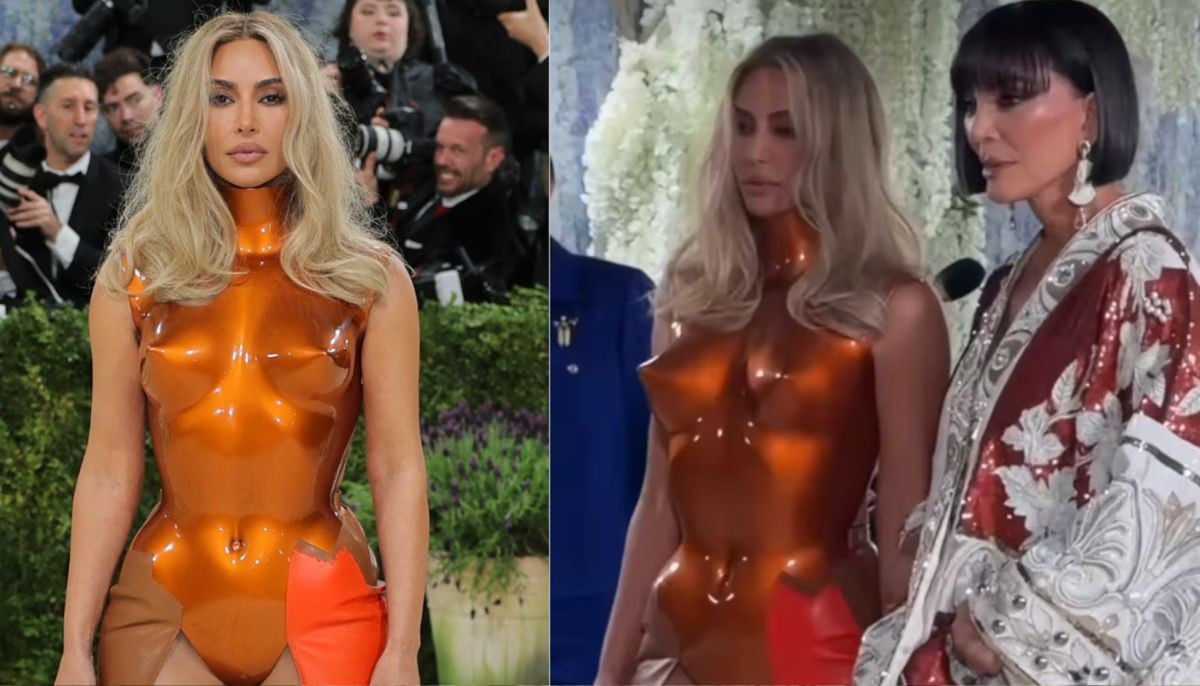 Kim Kardashian stuns in orange pointy dress at Met Gala, Lewis Hamilton absent