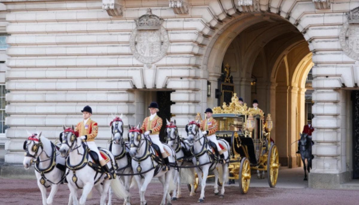 Palace reveals rare look at royal horses preparing for today's State Opening of Parliament