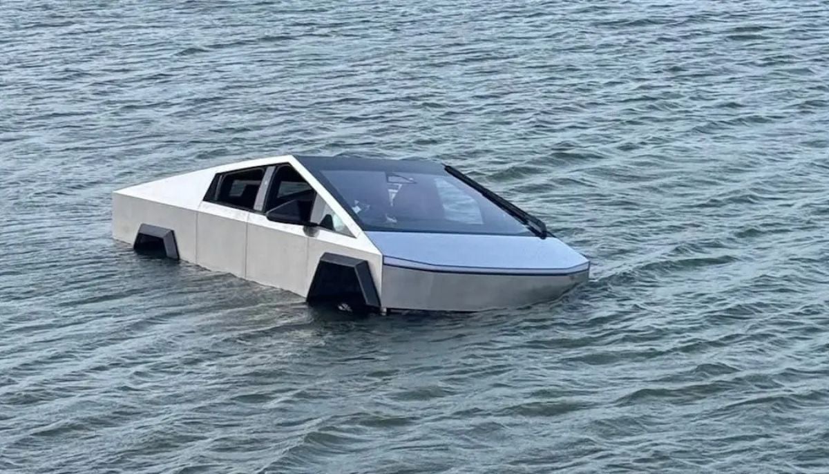 Man arrested after Cybertruck ends up stuck in Grapevine Lake during an attempted Wade Mode test