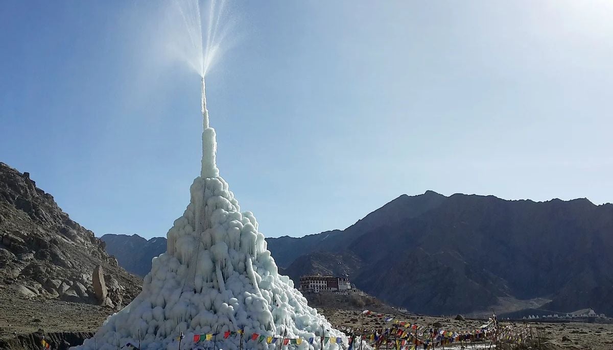 Solar-powered ice towers bring water back to Himalayan farmers