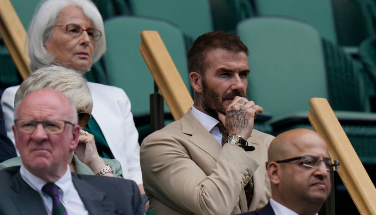 Former captain David Beckham attends Wimbledon with royal family