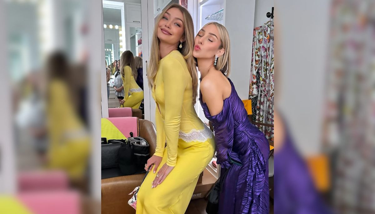 Gigi Hadid wears designer gown for Taylor Swift wedding rehearsal dinner