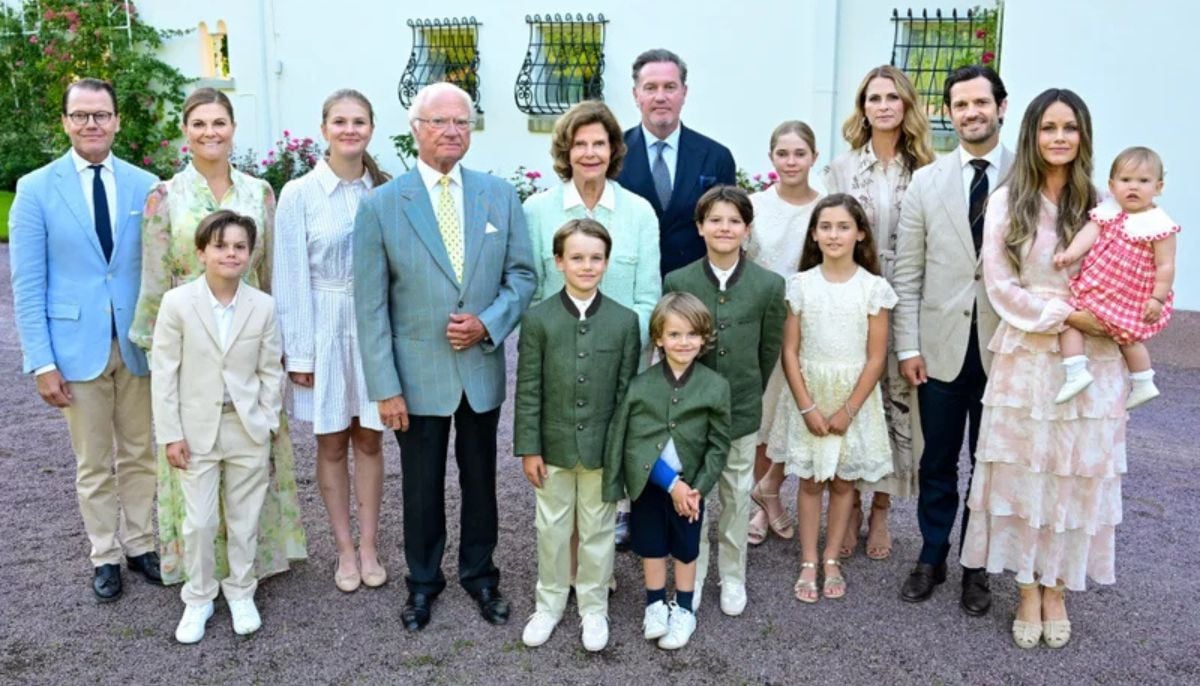 Sweden's Prince Julian pictured wearing blue plaster cast during summer