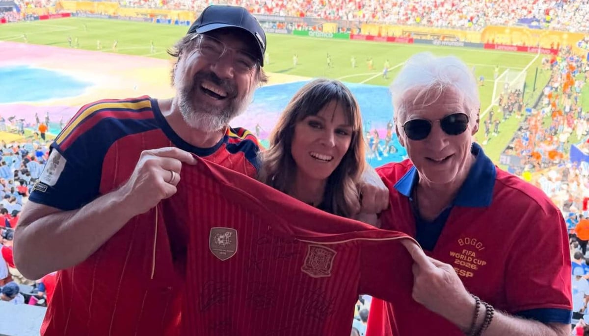 Richard Gere attends World Cup final with wife, her son