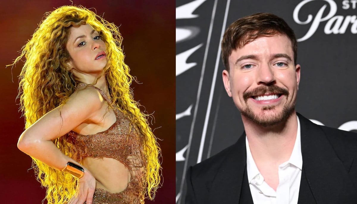 Shakira hugs MrBeast and praises his charity work at World Cup final