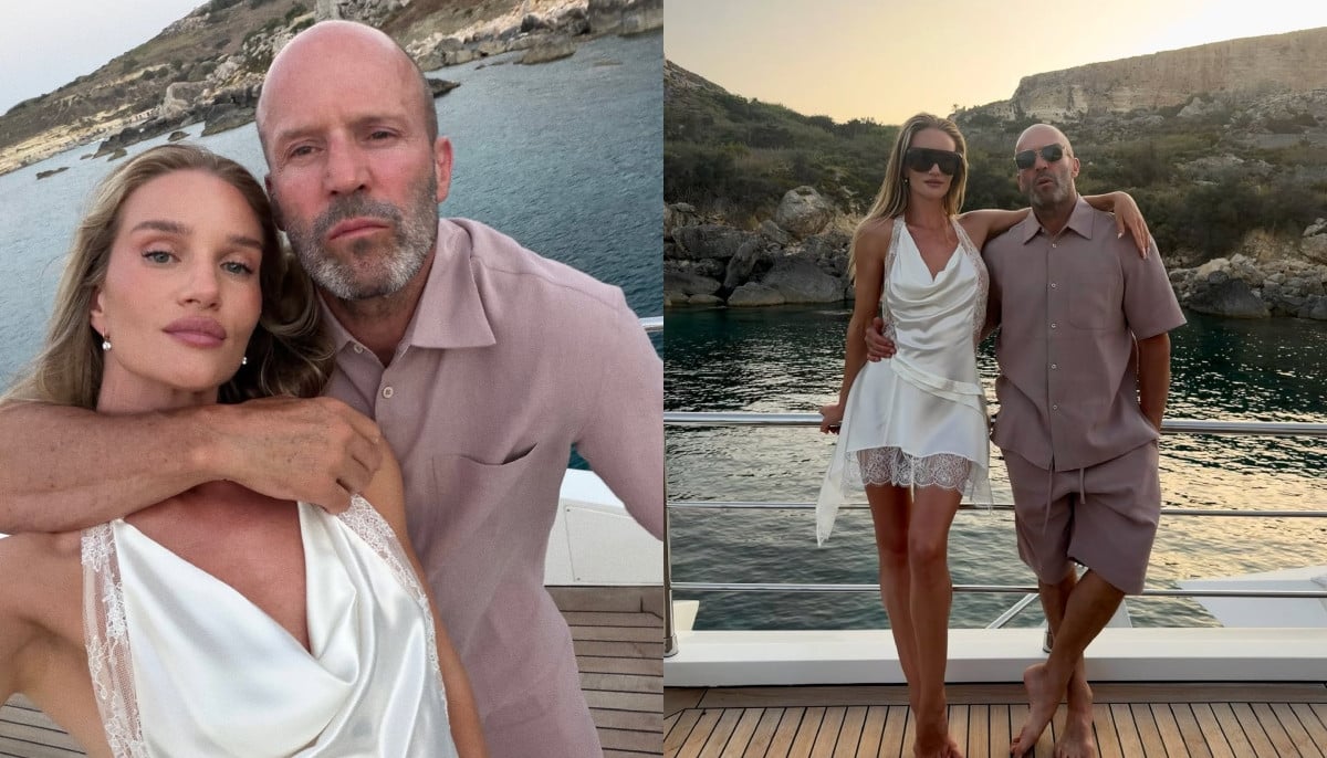 Rosie Huntington-Whiteley gives fans a rare glimpse of Jason Statham with their kids