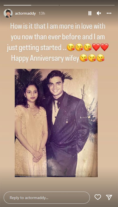 R Madhavan celebrates 23rd wedding anniversary with wife Sarita with romantic note