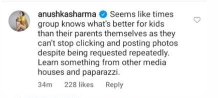 Anushka Sharma blasts media house for publishing her daughter’s picture