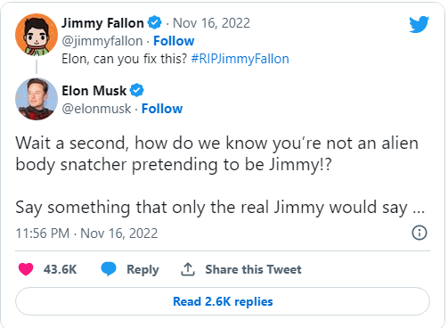 Elon Musk responds to Jimmy Fallons trending hashtag joke on Twitter