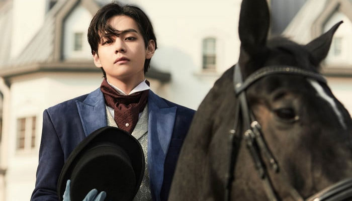 BTS V shows his struggle while horse riding for photofolio Me, Myself, and V