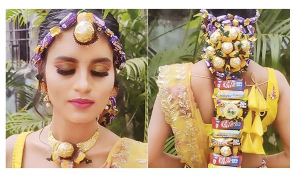 Bride's chocolate hairstyle, jewellery go viral, Netizens say 'Be safe from children'