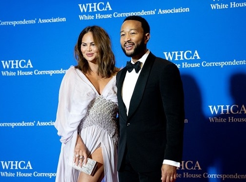 Chrissy Teigen oozes glam in white as she attends White House dinner with John Legend
