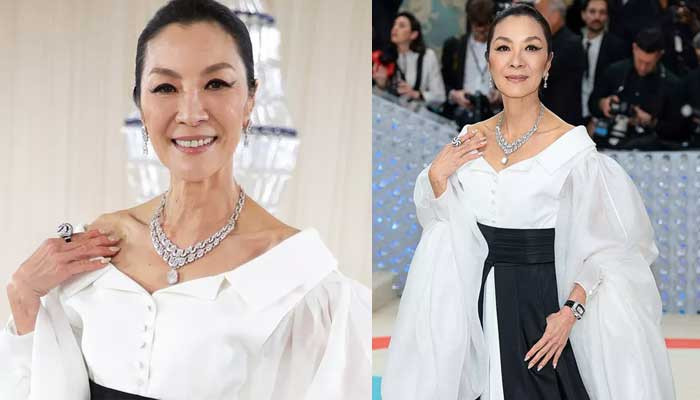 Michelle Yeoh Met Gala 2023 Off Shoulder Long Sleeve Slit Dress