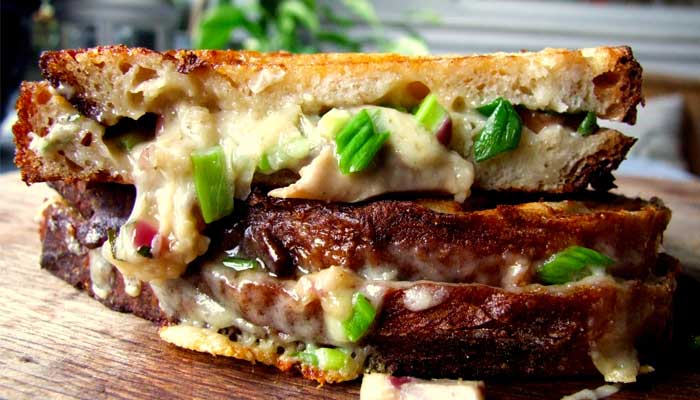 Cheddar, Pickled Mushroom and Wild Garlic Toastie recipe