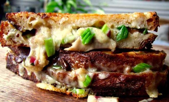 Cheddar, Pickled Mushroom and Wild Garlic Toastie recipe