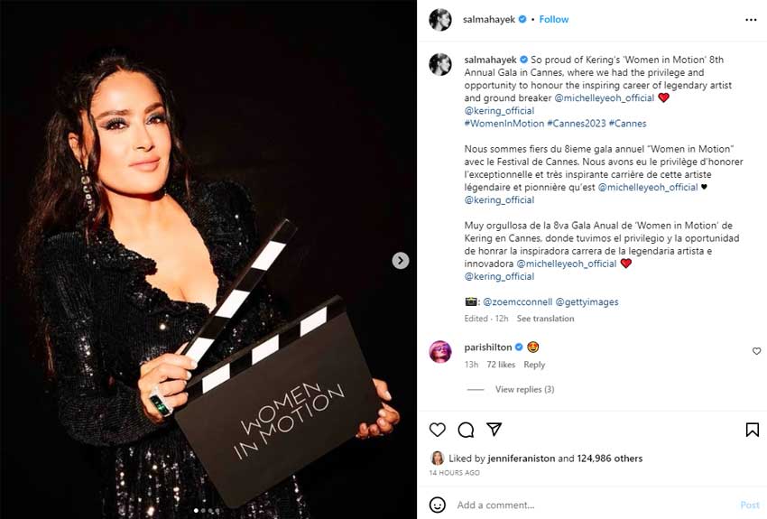 Salma Hayek oozes charm in black Balenciaga gown at Women in Motion Award in Cannes