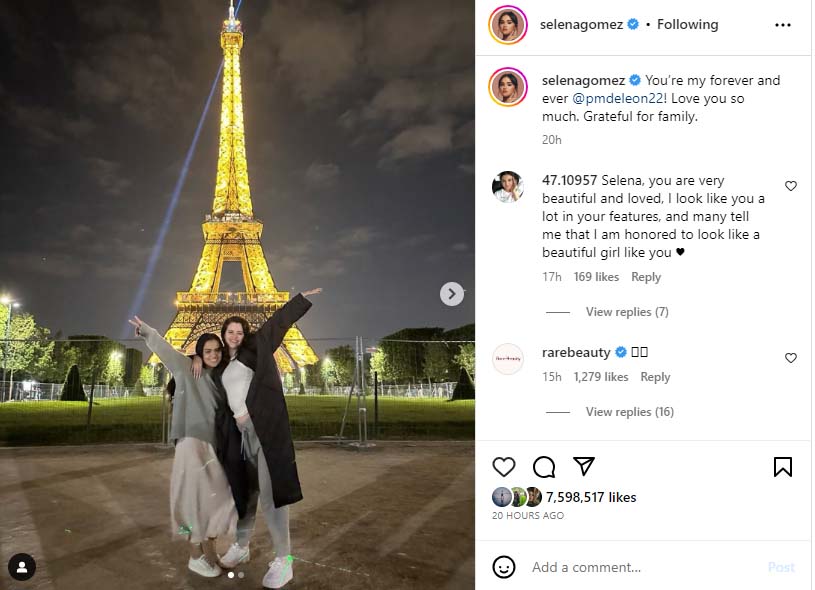 Selena Gomez spends quality family time at Eiffel tower
