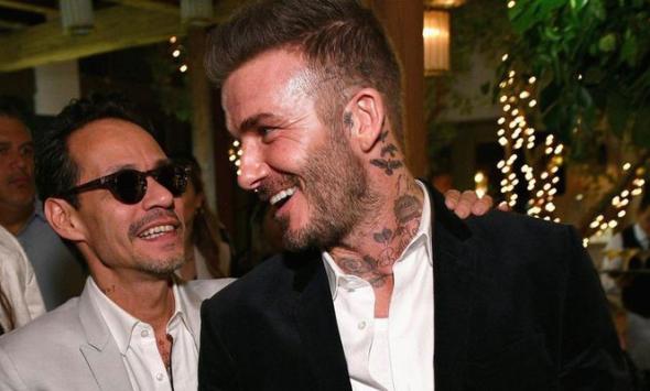 David Beckham pays visit to pal Marc Anthony's 4-week-old baby in hospital 