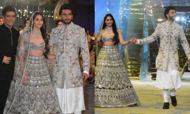 Watch: Alia Bhatt, Ranveer Singh receive 'flower showering' from Manish Malhotra