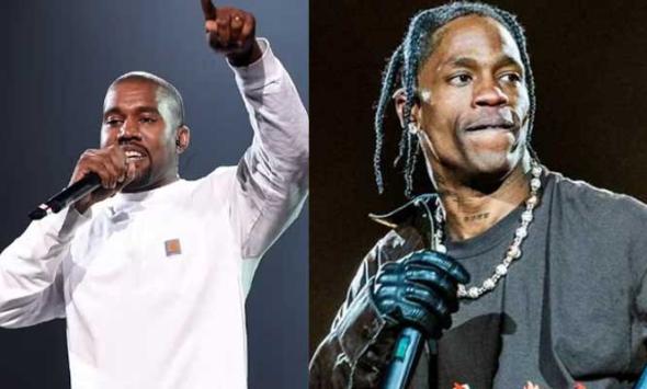 Kanye West sets Travis Scott's concert stage on fire first time after