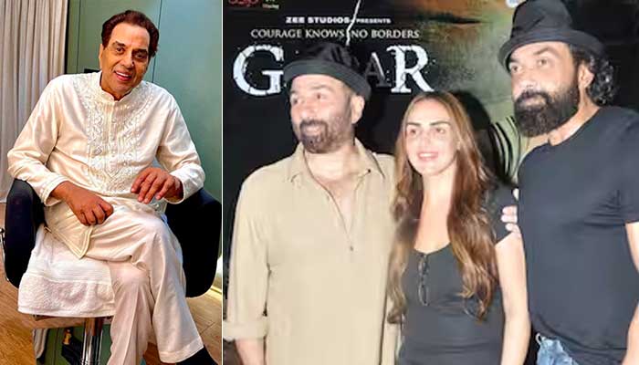 ‘Gadar 2’ screening see Sunny Deol, Esha and Bobby Deols emotional reunion, Dharmendra reacts