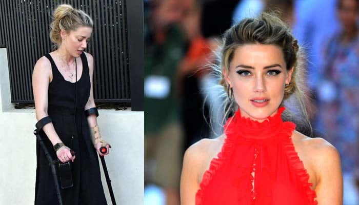 ‘Aquaman 2 star Amber Heard sports crutches during Madrid visit