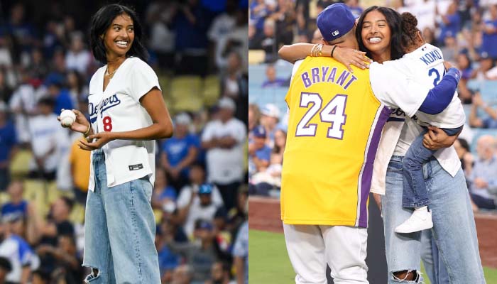 Kobe Bryant's daughter Natalia throws first pitch at Dodgers game for  Lakers night