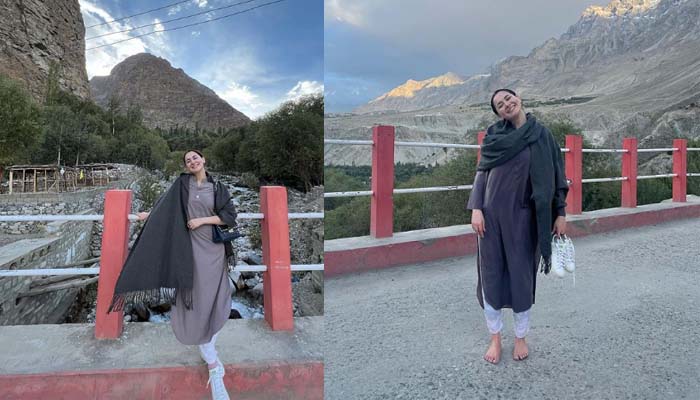 Hania Aamir     explores freezing Khaplu waterfall amid Netflix series filming
