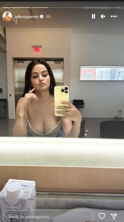 Selena Gomez sets pulses racing in plunging top selfies after Taylor Swift outing