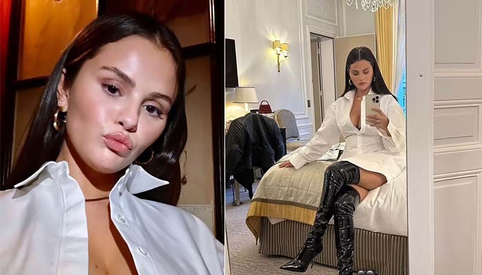 Selena Gomez soars temperature with sultry mirror selfie in white shirt and black boots