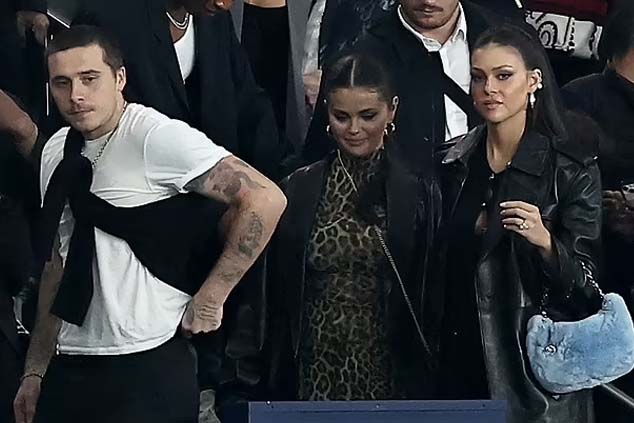 Selena Gomez joins pals Brooklyn Beckham and Nicola Peltz on glam football date night in Paris