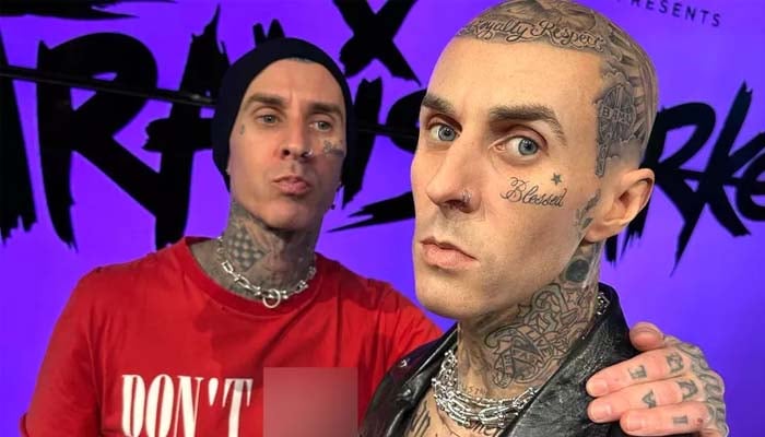 Travis Barker introduces his clone wax statue from Madame Tussauds Museum in Las Vegas