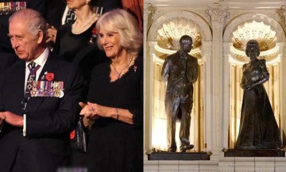 King Charles, Queen Camilla reveal Queen Elizabeth, Prince Philip's statues on Remembrance Day