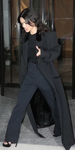 Rachel Zegler stuns in black duster coat at The Hunger Games promotion in NYC