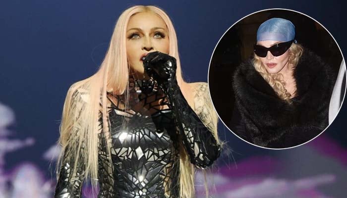 Madonna stuns Paris in blue headscarf and fur coat ensemble