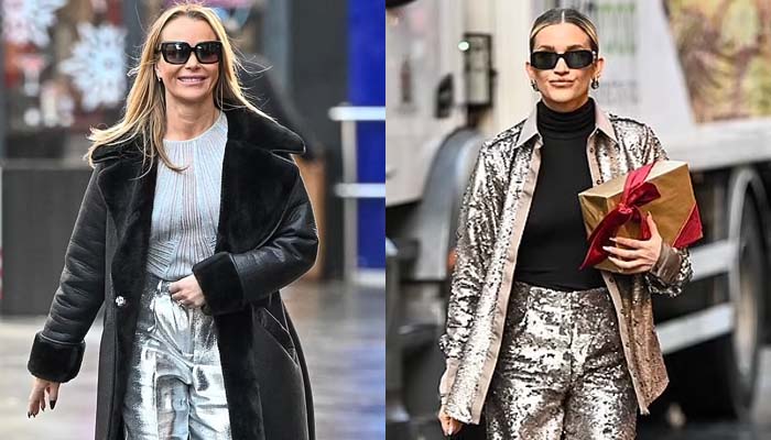 Amanda Holden and Ashley Roberts leave festive fashion mark at Heart FM