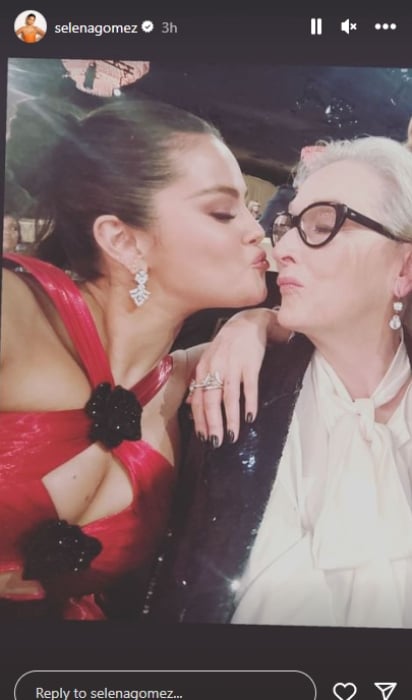 Selena Gomez shares kiss with Benny Blanco at Golden Globes backstage