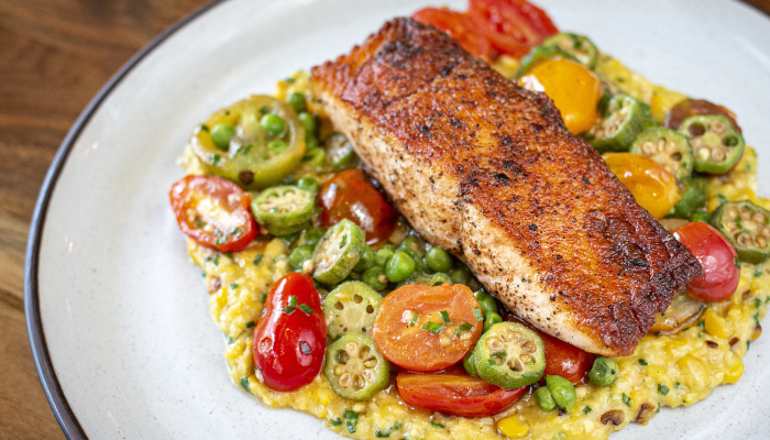 Easy 5-step recipe for salmon with corn and avocado succotash