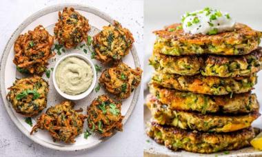 Crispy vegetable fritters with avocado yogurt sauce recipe