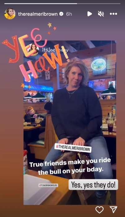 Meri Brown marks 53rd birthday at Texas Roadhouse amid new romance
