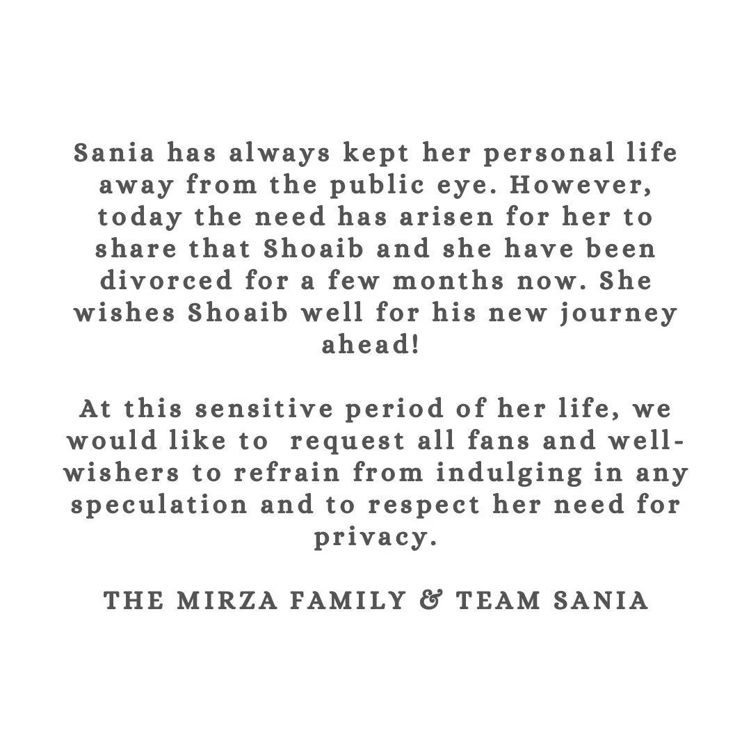 Sania Mirza breaks silence on ex-husband Shoaib Malik and Sana Javed marriage