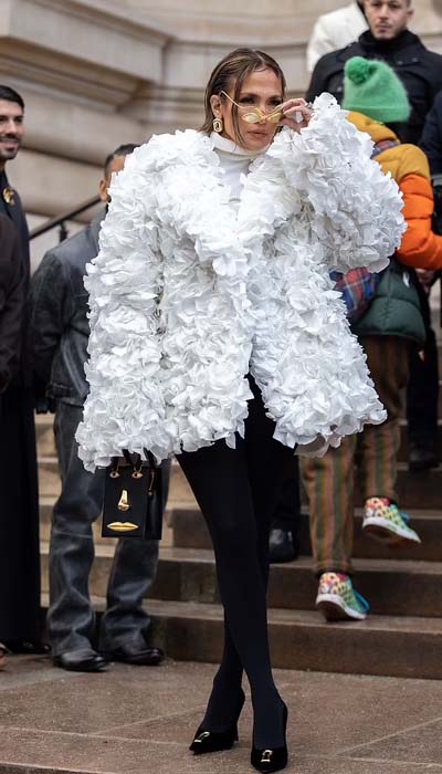 Jennifer Lopez steals the spotlight in floral cape during Paris Fashion Week
