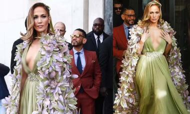 Jennifer Lopez steals the spotlight in floral cape during Paris Fashion Week